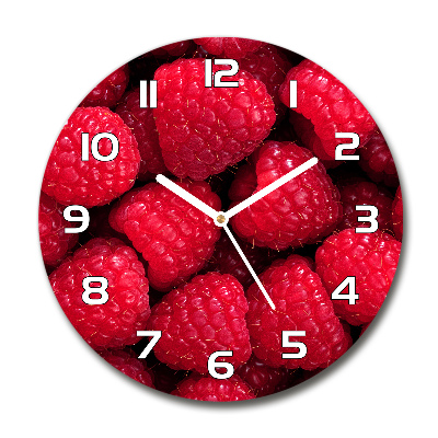 Round glass wall clock Raspberries