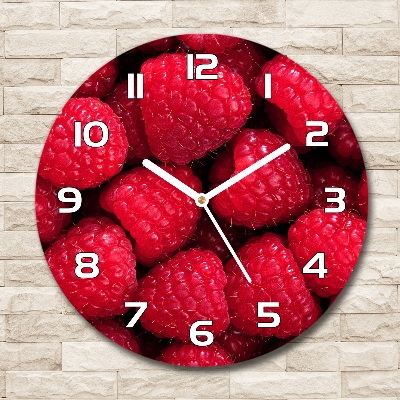 Round glass wall clock Raspberries