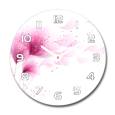 Round glass wall clock Pink flower