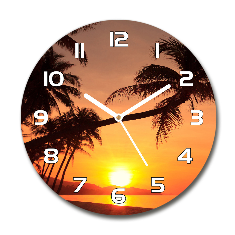 Round wall clock Sunset beach