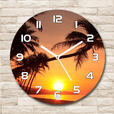 Round wall clock Sunset beach