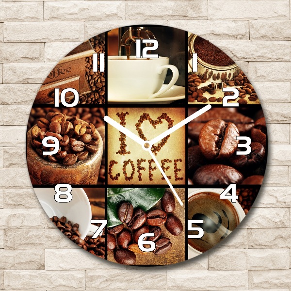 Round wall clock Coffee collage