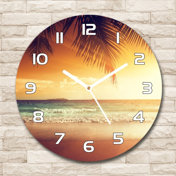 Round wall clock Tropical beach