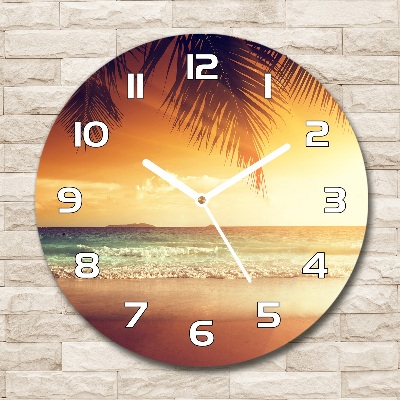 Round wall clock Tropical beach