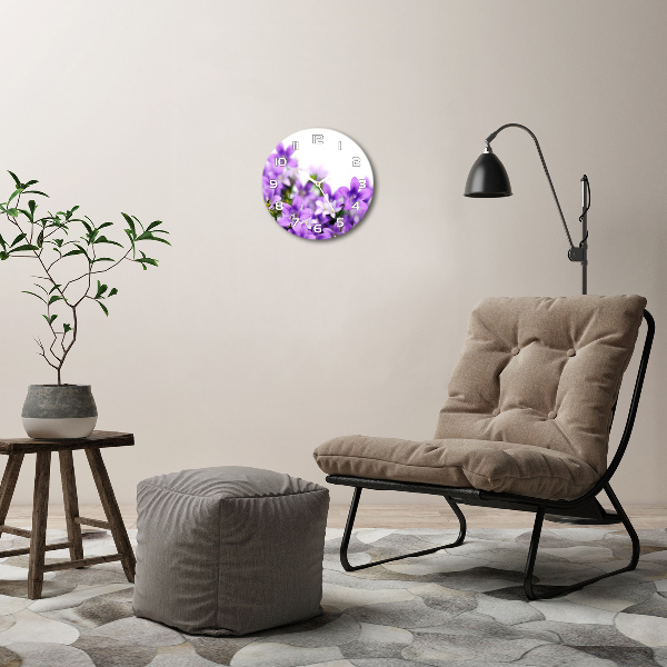 Round wall clock Purple bells