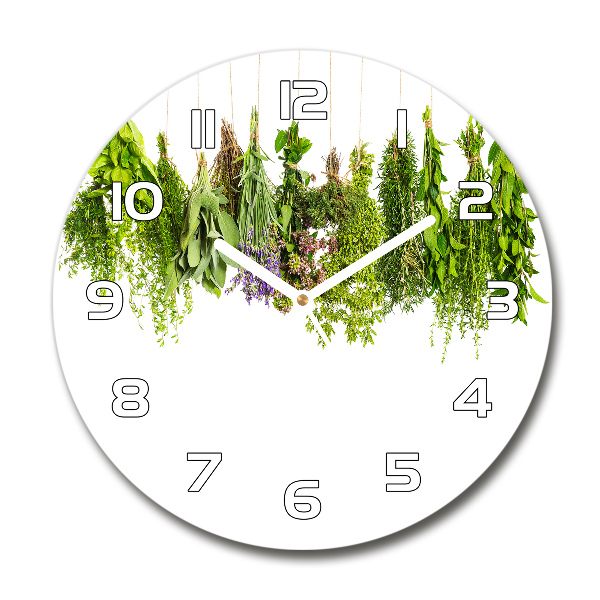 Round wall clock Herbs on a string