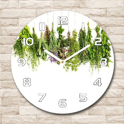 Round wall clock Herbs on a string