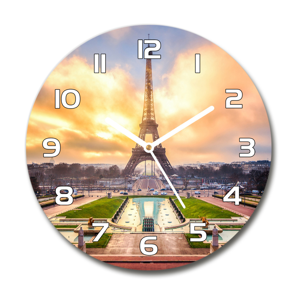 Round wall clock Eiffel Paris tower