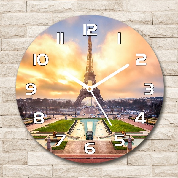 Round wall clock Eiffel Paris tower