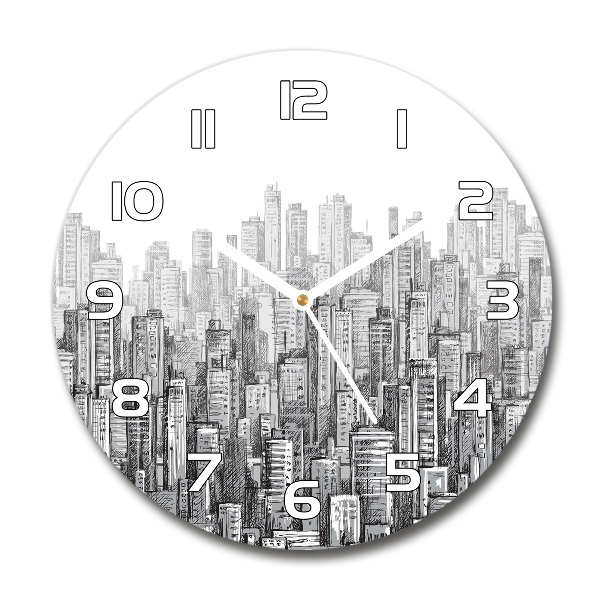 Round glass wall clock Skyscrapers