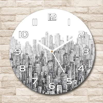 Round glass wall clock Skyscrapers