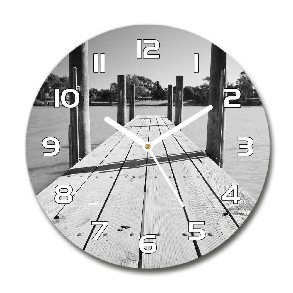 Round wall clock Wooden pier