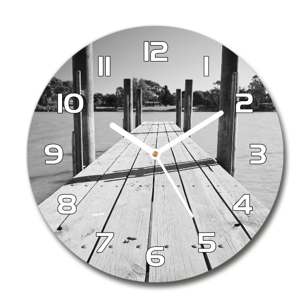 Round wall clock Wooden pier