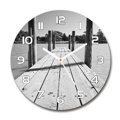 Round wall clock Wooden pier