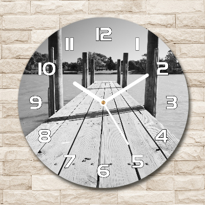 Round wall clock Wooden pier