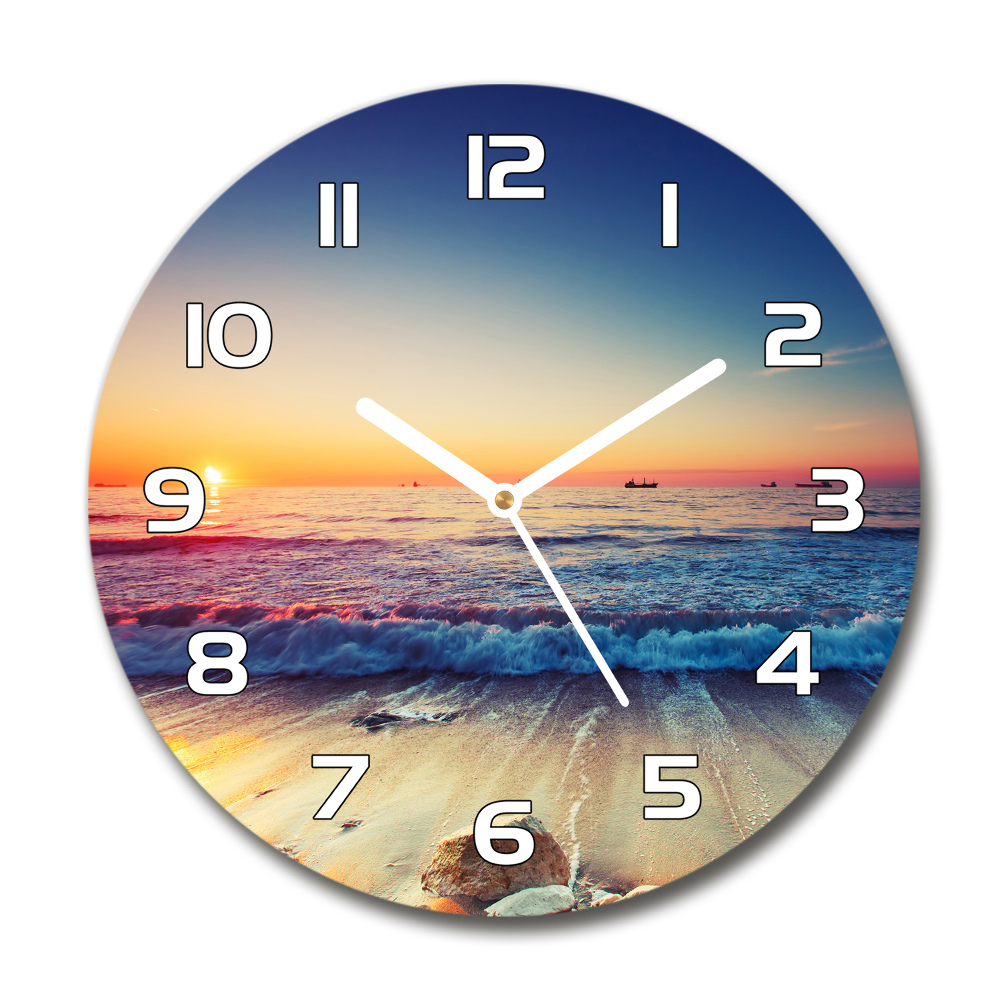 Round wall clock Sunrise sea