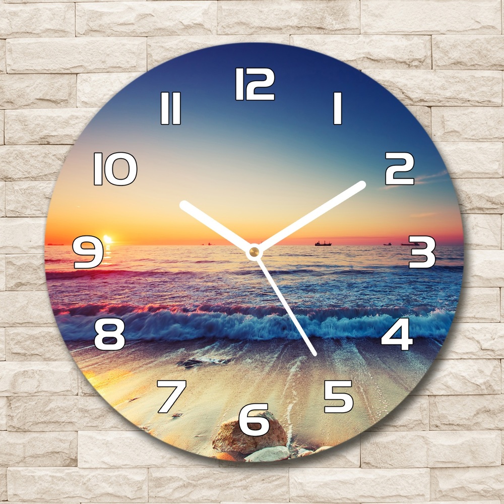 Round wall clock Sunrise sea