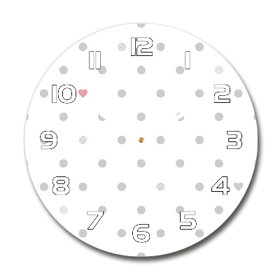 Round wall clock Dots and hearts