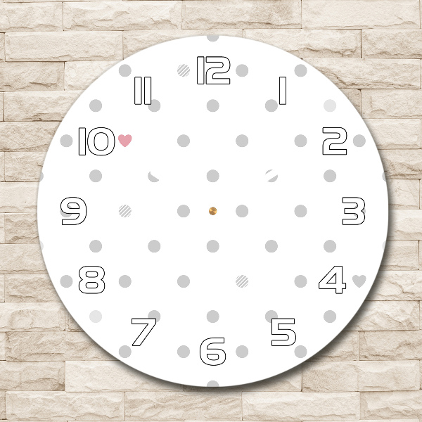 Round wall clock Dots and hearts