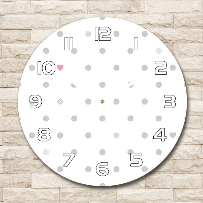 Round wall clock Dots and hearts