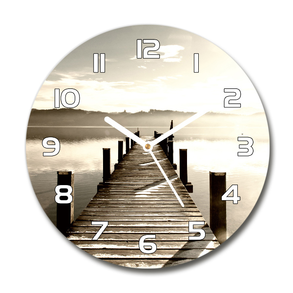 Round wall clock Wooden pier