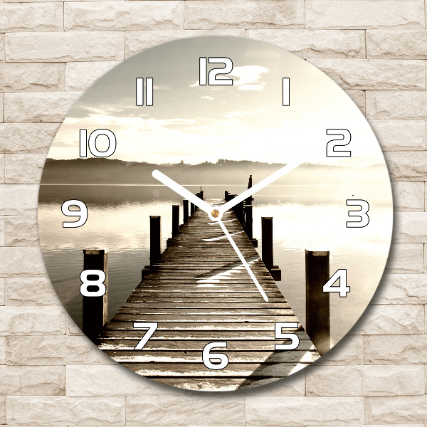 Round wall clock Wooden pier