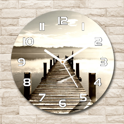 Round wall clock Wooden pier