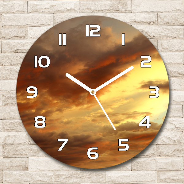 Round glass clock Sunrise