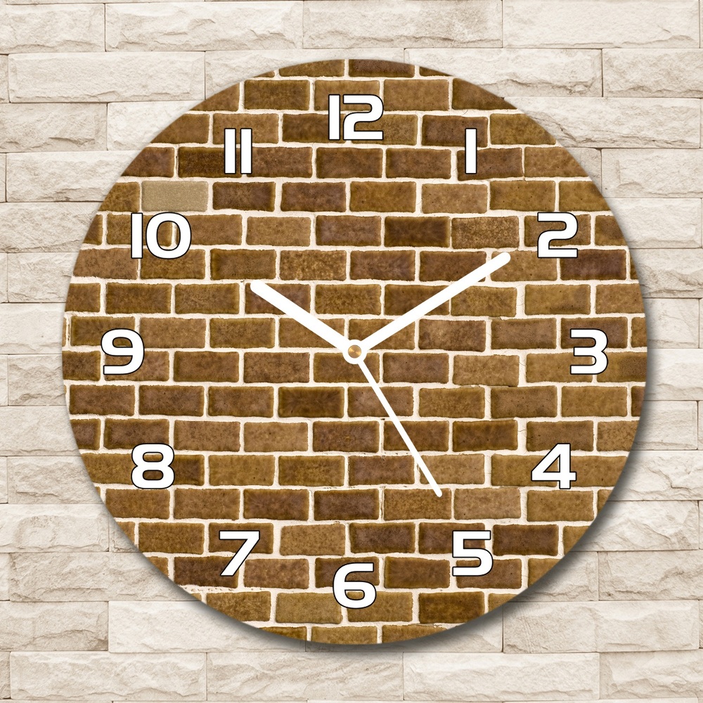 Round glass wall clock Brick wall