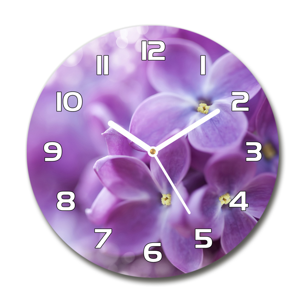 Round wall clock Lilac flowers