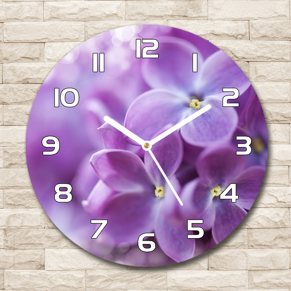 Round wall clock Lilac flowers