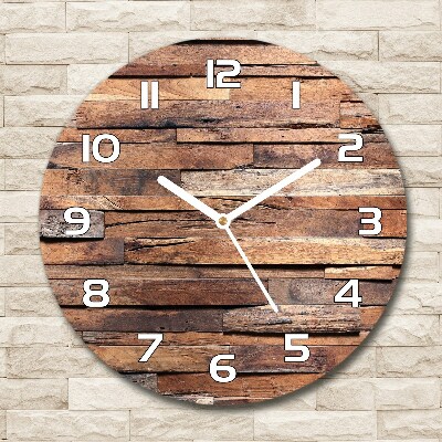 Round wall clock Wooden wall