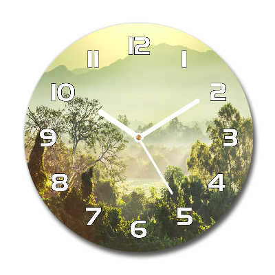 Round glass wall clock Jungle