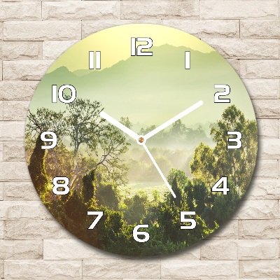 Round glass wall clock Jungle