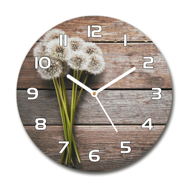 Round wall clock Dandelion wood