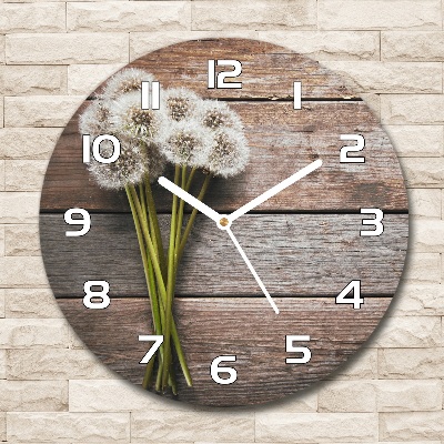 Round wall clock Dandelion wood