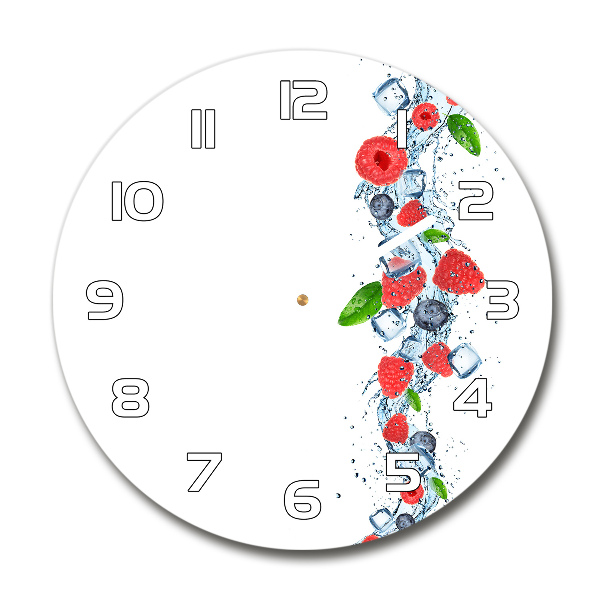 Round glass wall clock Forest fruits with ice