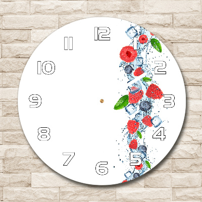 Round glass wall clock Forest fruits with ice