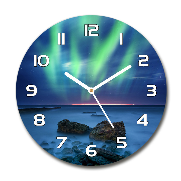 Round wall clock Northern lights