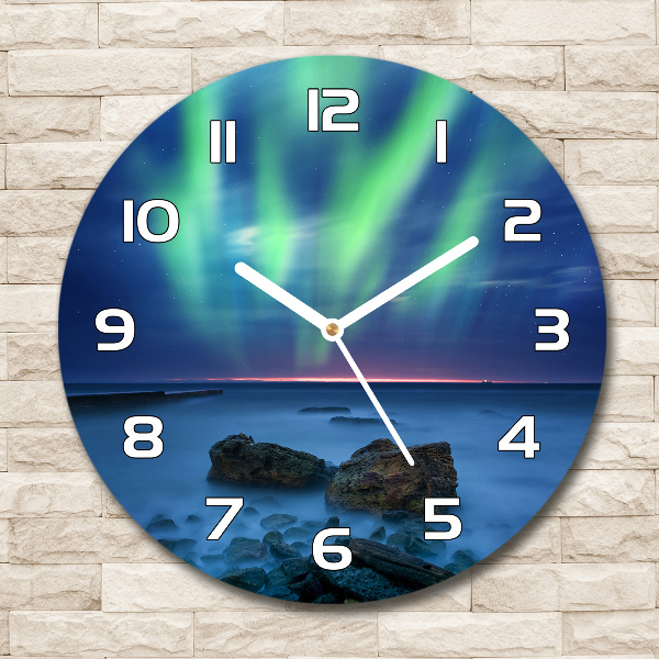 Round wall clock Northern lights