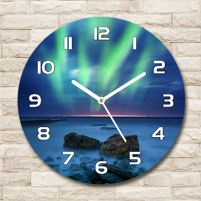 Round wall clock Northern lights