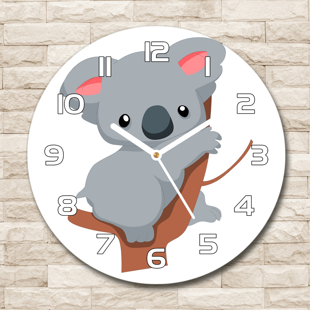 Round clock glass Koala on a tree