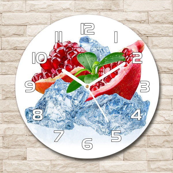 Round glass wall clock Ice navy blue