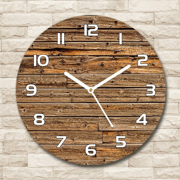 Round wall clock Wooden wall