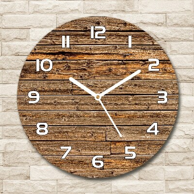 Round wall clock Wooden wall