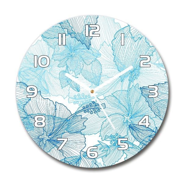 Round wall clock Hawaiian flowers