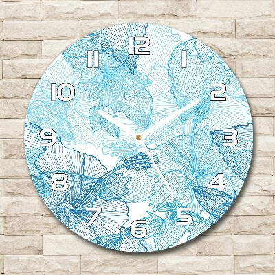 Round wall clock Hawaiian flowers