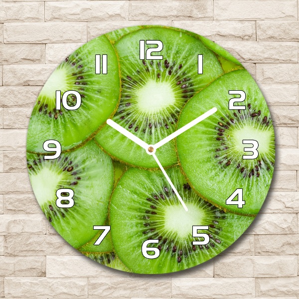 Round glass wall clock Kiwi