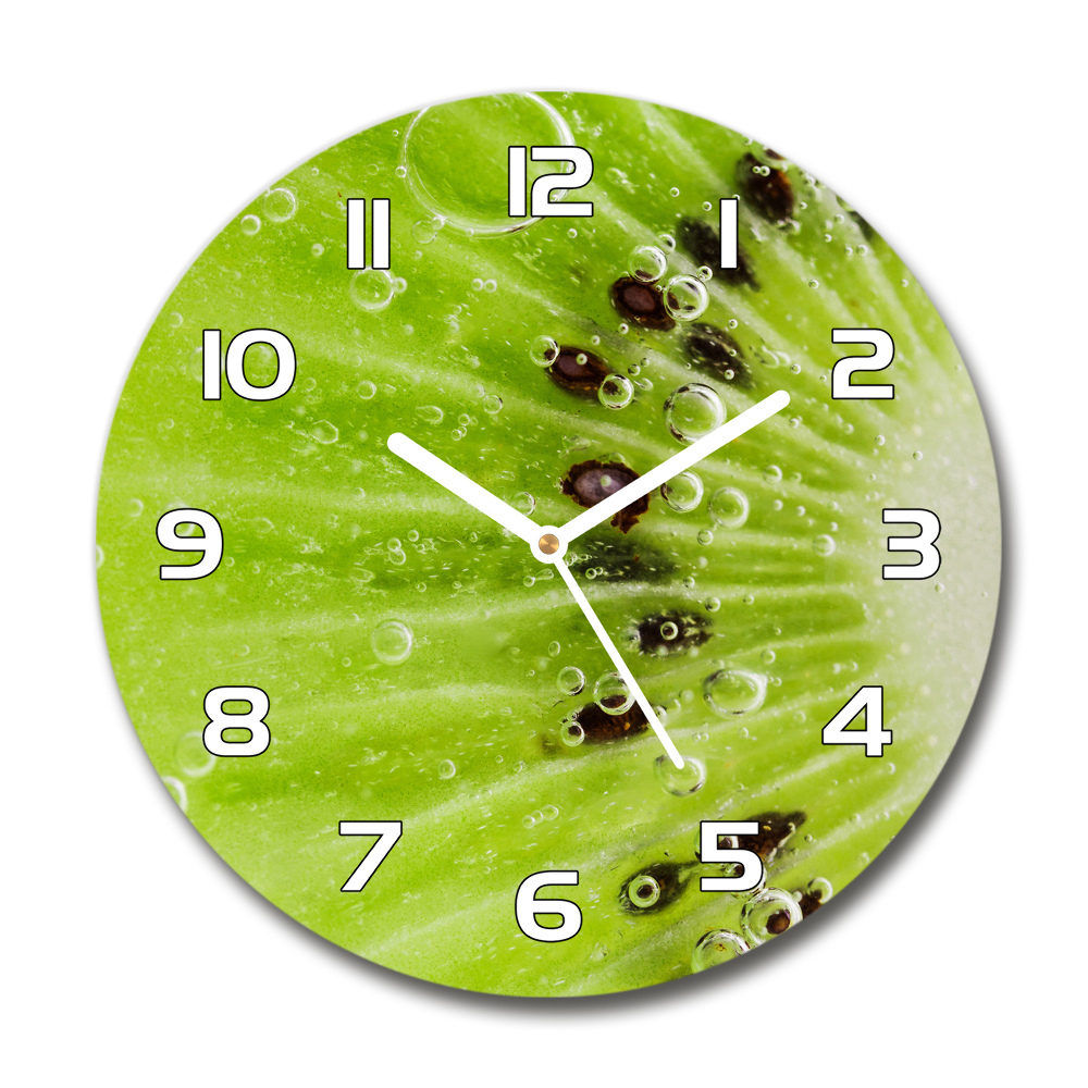 Round glass clock Kiwi