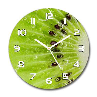 Round glass clock Kiwi